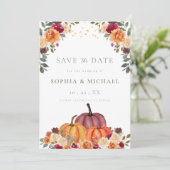 Herfst Pompoenen Herfst Bloemen Foto Save the Date Kaart (Staand voorkant)