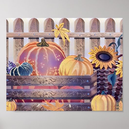 Herfst pompoenen herfstkleuren waterverf Poster (Voorkant)