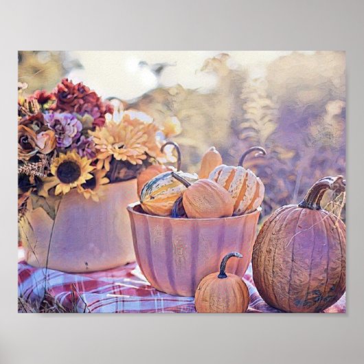  Herfst pompoenen herfstkleuren waterverf Poster (Voorkant)