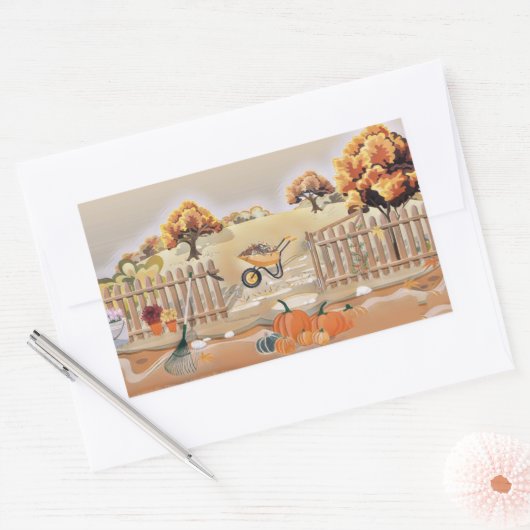  Herfst pompoenen herfstkleuren waterverf Rechthoekige Sticker (Envelop)