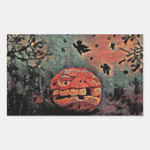Herfst pompoenen herfstkleuren waterverf Rect Rechthoekige Sticker