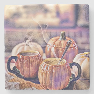 Herfst pompoenen herfstkleuren waterverf Stenen Onderzetter