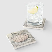 Herfst pompoenen herfstkleuren waterverf Stenen Onderzetter (Zijkant)