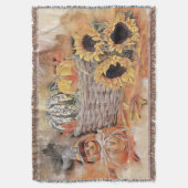  Herfst pompoenen herfstkleuren waterverf Thro Deken (Voorkant Verticaal)