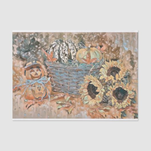  Herfst pompoenen herfstkleuren waterverf Tiss Tissuepapier (Voorkant)