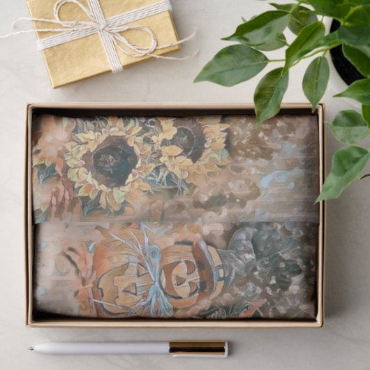  Herfst pompoenen herfstkleuren waterverf Tiss Tissuepapier (Geschenk)