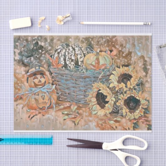  Herfst pompoenen herfstkleuren waterverf Tiss Tissuepapier (Craft)