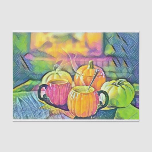 Herfst pompoenen herfstkleuren waterverf Tissuepapier (Voorkant)