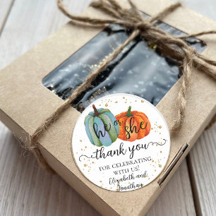 Herfst pompoenen Hij of Zij Gender Onthullen Dank  Ronde Sticker