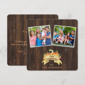 Herfst Pompoenen Houten Foto Prettig Thanksgiving Kaart (Voorkant / Achterkant)