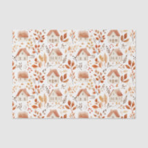 Herfst Pompoenen, Huizen, Bladeren Patroon Decoupa