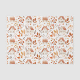 Herfst Pompoenen, Huizen, Bladeren Patroon Decoupa Tissuepapier