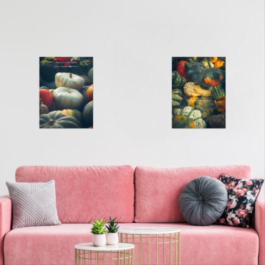 Herfst pompoenen in een rustieke tuin muurkunst sets (Woonkamer)