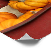 Herfst pompoenen in oude rode wagon poster (Hoek)