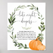 Herfst pompoenen Late night diapers baby shower ga Poster (Voorkant)