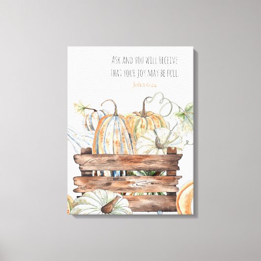 Herfst pompoenen met bijbelvers canvas afdruk (Voorkant)