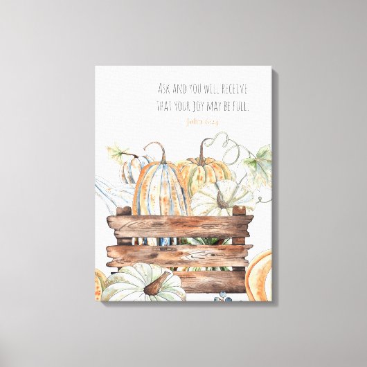 Herfst pompoenen met bijbelvers canvas afdruk (Voorkant)