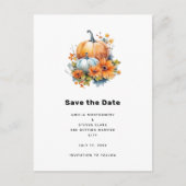 Herfst Pompoenen met bloemen en gebladerte bruilof Aankondigingskaart (Voorkant)