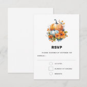 Herfst Pompoenen met bloemen en gebladerte bruilof RSVP Kaartje (Voorkant / Achterkant)