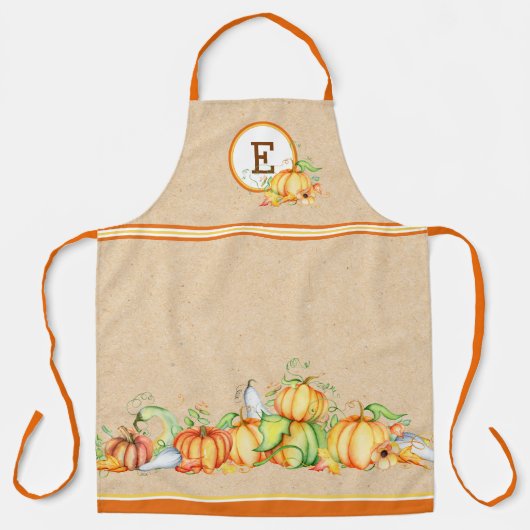 Herfst Pompoenen Monogram Schort (Voorkant)