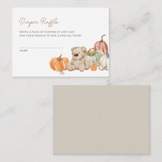 Herfst Pompoenen N Speelgoed Luier Raffle Enclosur Informatiekaartje (Voorkant / Achterkant)