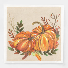 Herfst Pompoenen op ambachtelijk papier Servet