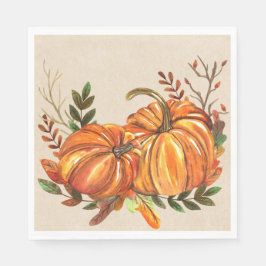 Herfst Pompoenen op ambachtelijk papier Servet