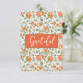 Herfst pompoenen op de wijnstok bedankkaart (Staand voorkant)