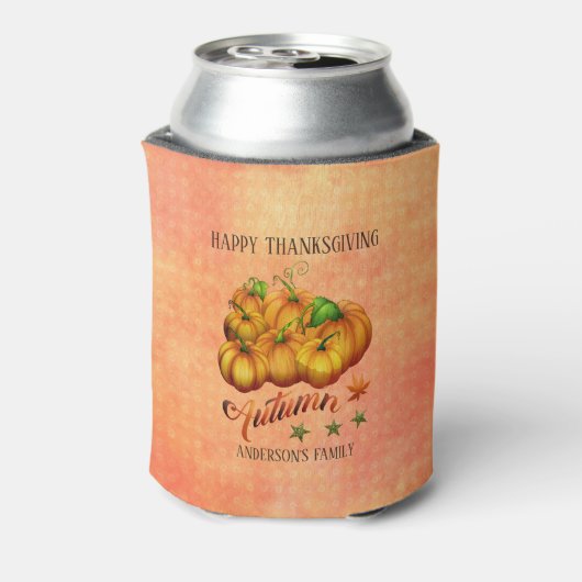 Herfst pompoenen Oranje achtergrond Blikjeskoeler (Blikje Achterkant)