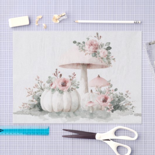 Herfst Pompoenen, Paddestoelen en Bloemen Herfst D Tissuepapier (Craft)