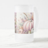 Herfst pompoenen pastel kleuren waterverf schilder matglas bierpul (Voorkant rechts)