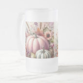 Herfst pompoenen pastel kleuren waterverf schilder matglas bierpul (Voorkant links)