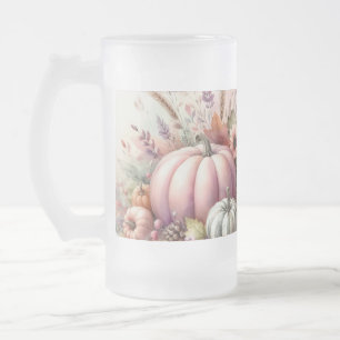 Herfst pompoenen pastel kleuren waterverf schilder matglas bierpul