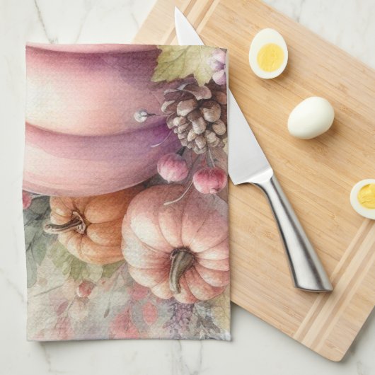 Herfst pompoenen pastel kleuren waterverf schilder theedoek (Quarter Fold)