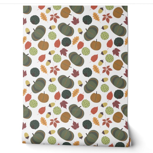 herfst pompoenen patroon behang (Afrollen)