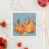 Herfst Pompoenen Stof Blauw Servet (Insitu)
