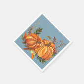 Herfst Pompoenen Stof Blauw Servet (Hoek)
