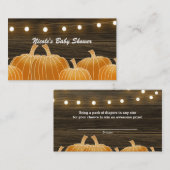 Herfst Pompoenen & String Lights Rustieke Luier Ra Informatiekaartje (Voorkant / Achterkant)