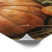 Herfst pompoenen verlaat rustieke houten Thanksgiv Poster (Hoek)