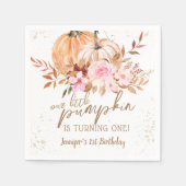 Herfst Pompoenen Waterverf Boho Meisje 1e Verjaard Servet (Voorkant)