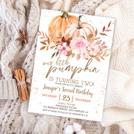 Herfst pompoenen Waterverf Boho meisje 2e verjaard Kaart