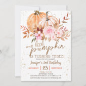 Herfst Pompoenen Waterverf Boho Meisje 3e verjaard Kaart (Voorkant)