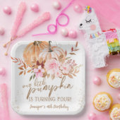 Herfst Pompoenen Waterverf Boho Meisje 4e Verjaard Papieren Bordje (Feest)