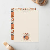 Herfst Pompoenen Wilde Bloemen Bladeren Notitiekaartje (Voorkant / Achterkant in situ)