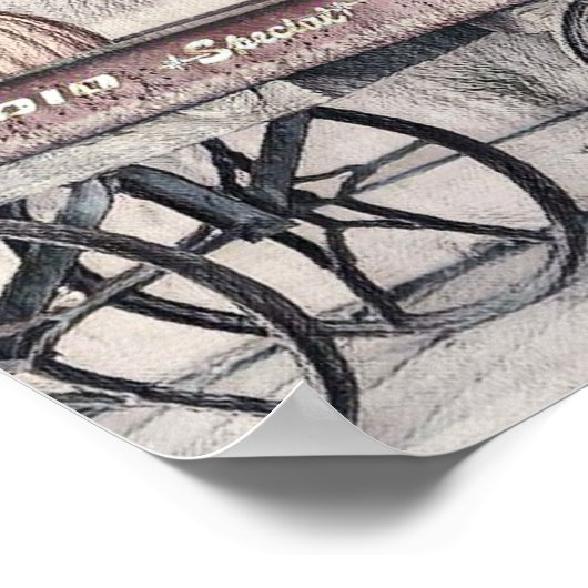  Herfst pompoenen winkelwagen herfstkleuren tekene Poster (Hoek)