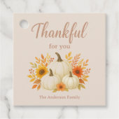 Herfst Pompoenen & Zonnebloemen | Elegante Thanksg Bedankjes Labels (Voorkant)