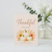 Herfst Pompoenen & Zonnebloemen | Elegante Thanksg Briefkaart (Staand voorkant)