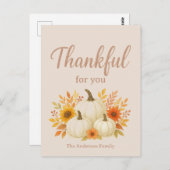 Herfst Pompoenen & Zonnebloemen | Elegante Thanksg Briefkaart (Voorkant / Achterkant)