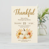 Herfst Pompoenen & Zonnebloemen | Elegante Thanksg Kaart (Staand voorkant)