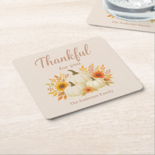 Herfst Pompoenen & Zonnebloemen Elegante Thanksg Kartonnen Onderzetters